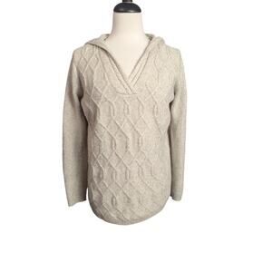 Sonoma Women's Medium Cream Color Hooded Knit Sweater